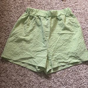 Checkered green and white shorts